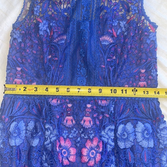 Marchesa Blue and Pink Lace Mini Dress - Picture 12 of 14